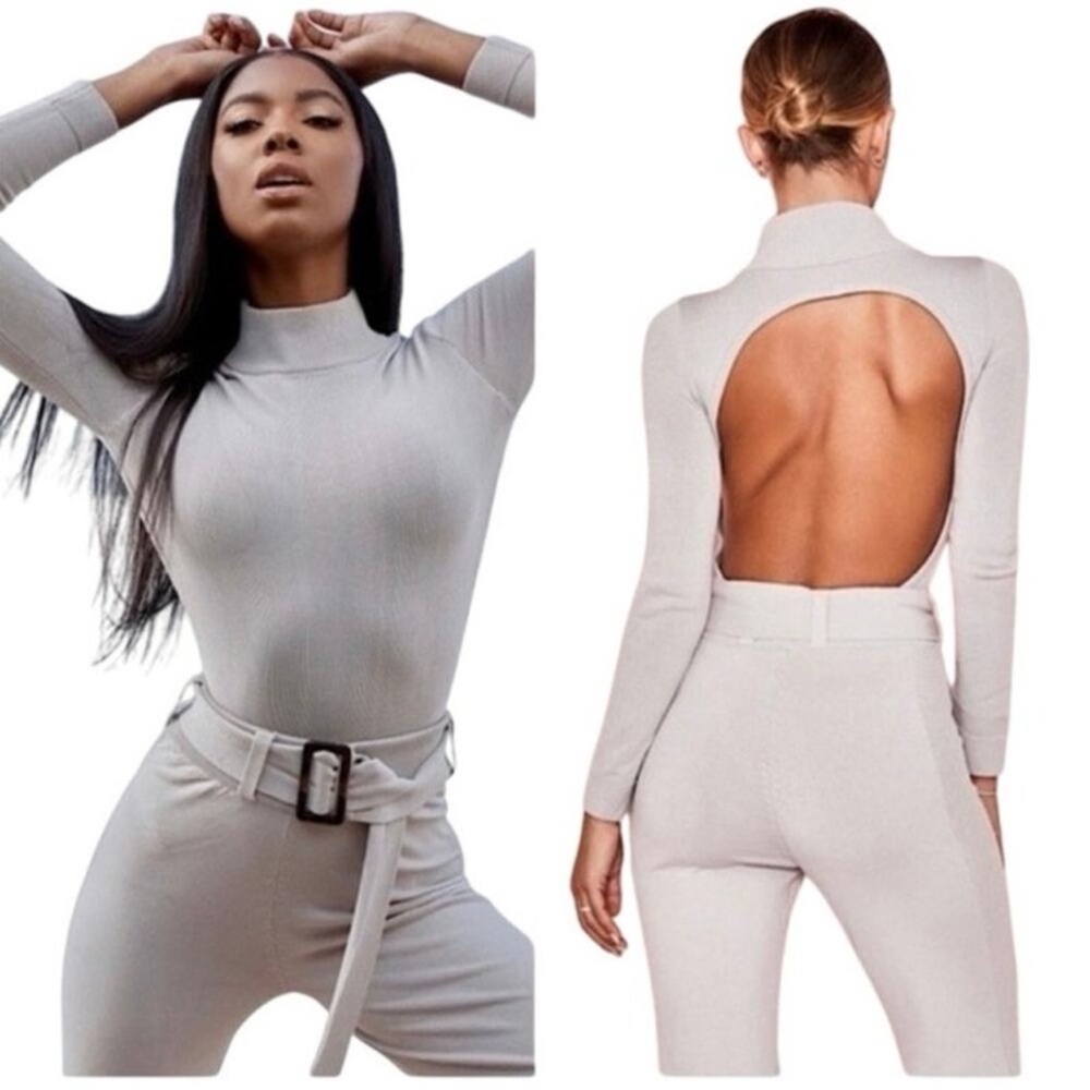 House of CB Open Back Turtleneck Knit Sweater